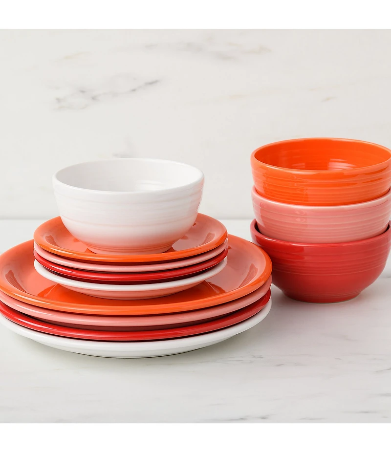 Fiesta Bistro Coupe 12-Piece Mixed Vibrant Dinnerware Set, Service for 4