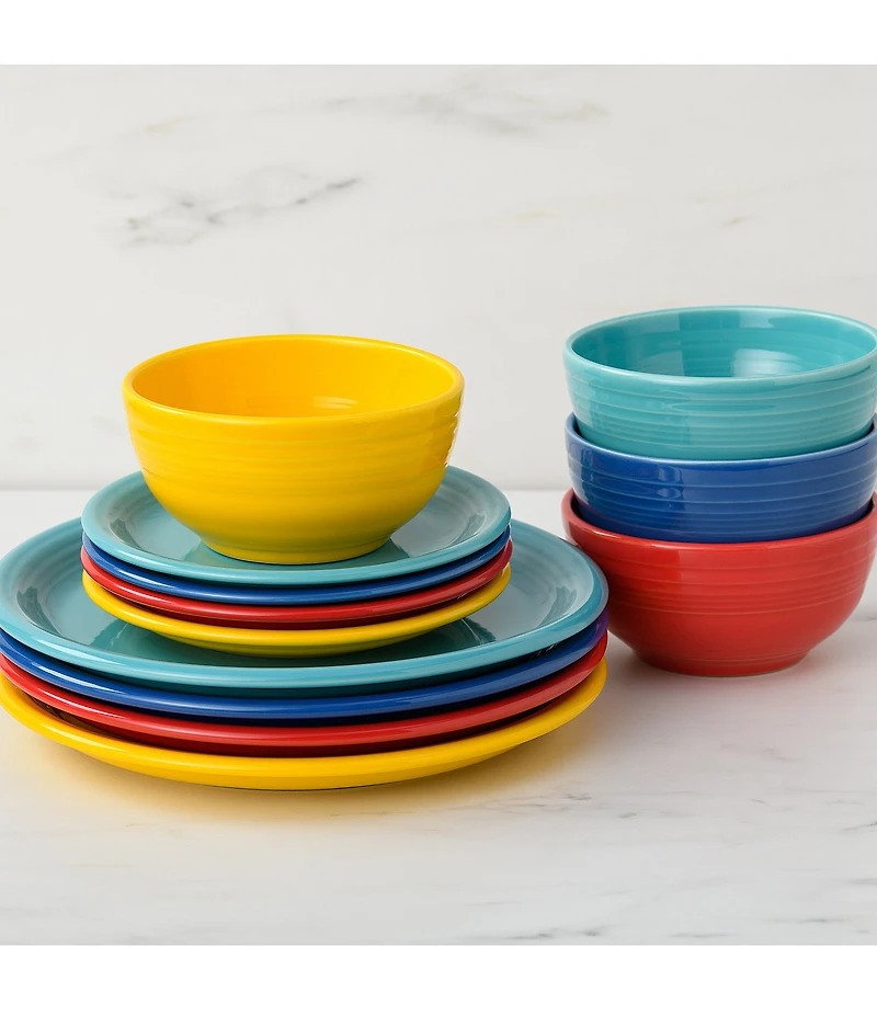 Fiesta Bistro Coupe 12-Piece Mixed Vibrant Dinnerware Set, Service for 4