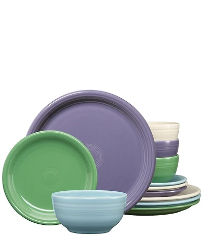 Fiesta Bistro Coupe 12-Piece Mixed Vibrant Dinnerware Set, Service for 4
