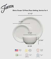Fiesta Bistro Coupe 12-Piece Mixed Vibrant Dinnerware Set, Service for 4