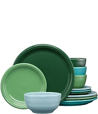 Fiesta Bistro Coupe 12-Piece Mixed Vibrant Dinnerware Set, Service for 4