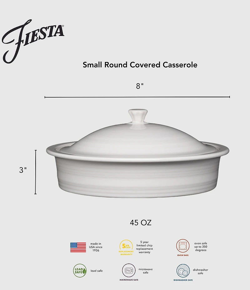 Fiesta Small 10 Inch Round Covered Casserole 1.4 Quart
