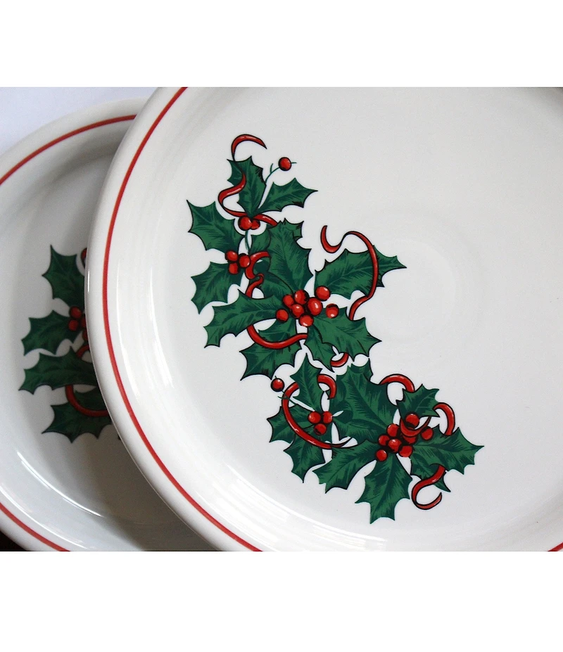 Fiesta Christmas Holly And Ribbon Bistro Dinner Plate