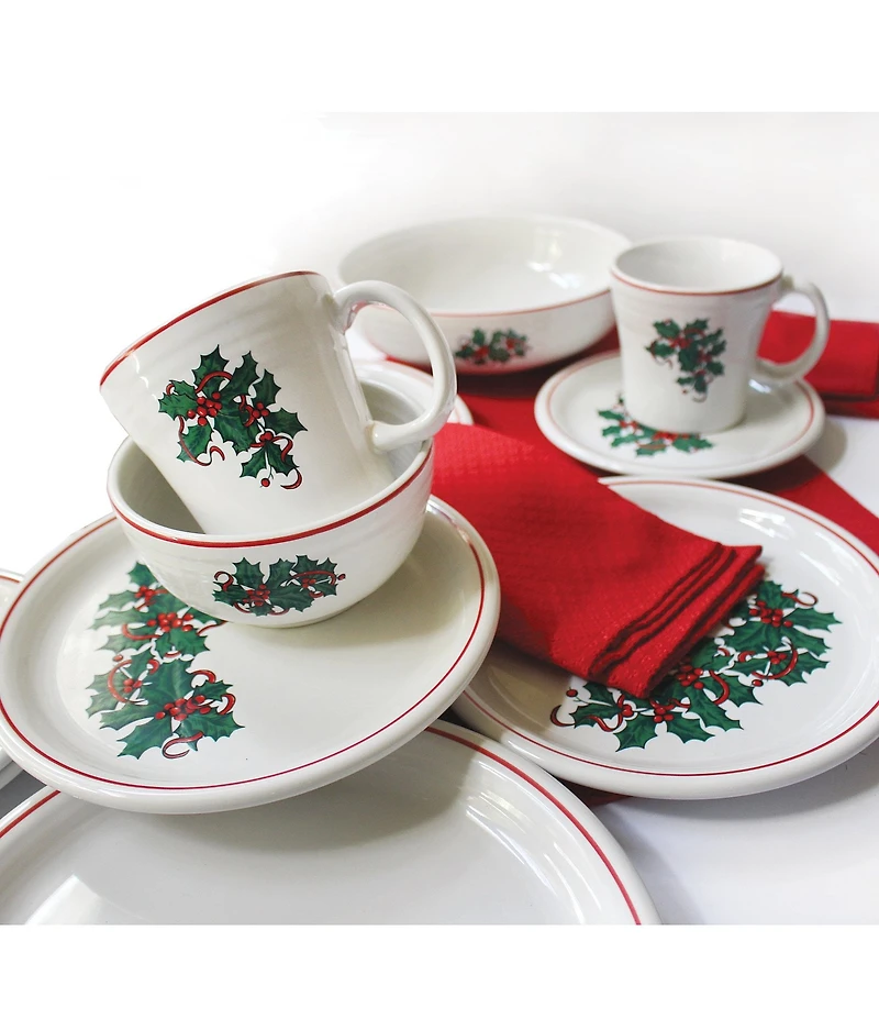 Fiesta Christmas Holly And Ribbon Bistro Dinner Plate