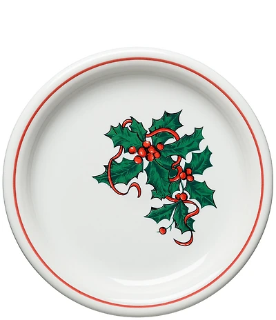 Fiesta Christmas Holly and Ribbon Bistro Salad Plate