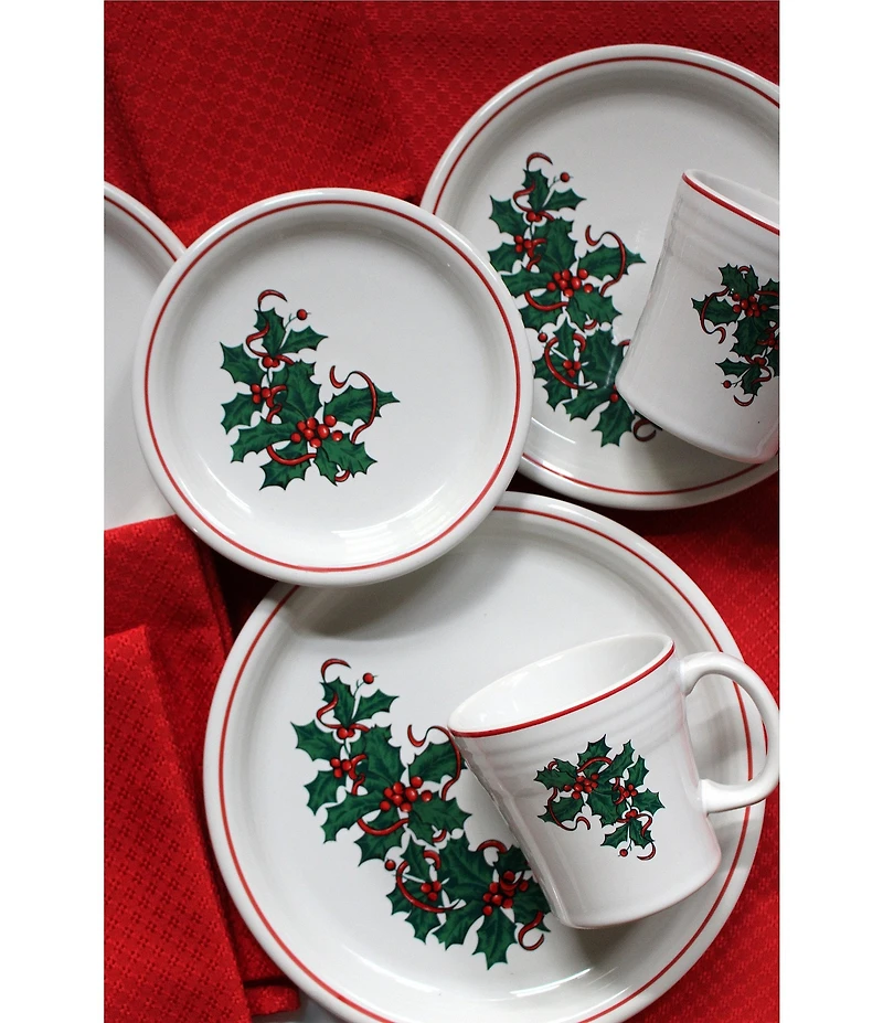 Fiesta Christmas Holly and Ribbon Bistro Salad Plate