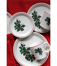 Fiesta Christmas Holly and Ribbon Bistro Salad Plate
