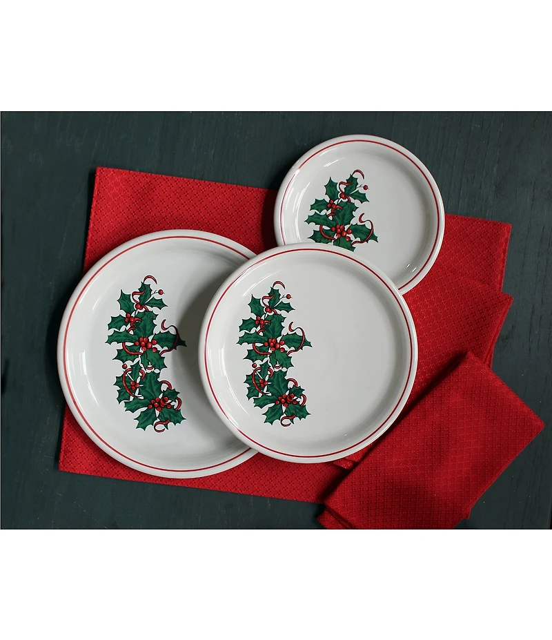 Fiesta Christmas Holly and Ribbon Bistro Salad Plate