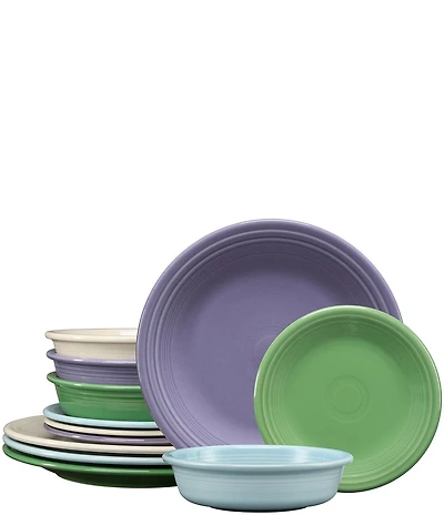 Fiesta Classic 12-Piece Mixed Colors Dinnerware Set, Service for 4