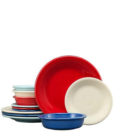 Fiesta Classic 12-Piece Mixed Colors Dinnerware Set, Service for 4