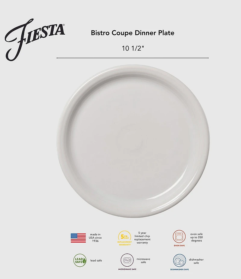 Fiesta Mixed Collection Bistro Coupe Dinner Plates, Set of 4
