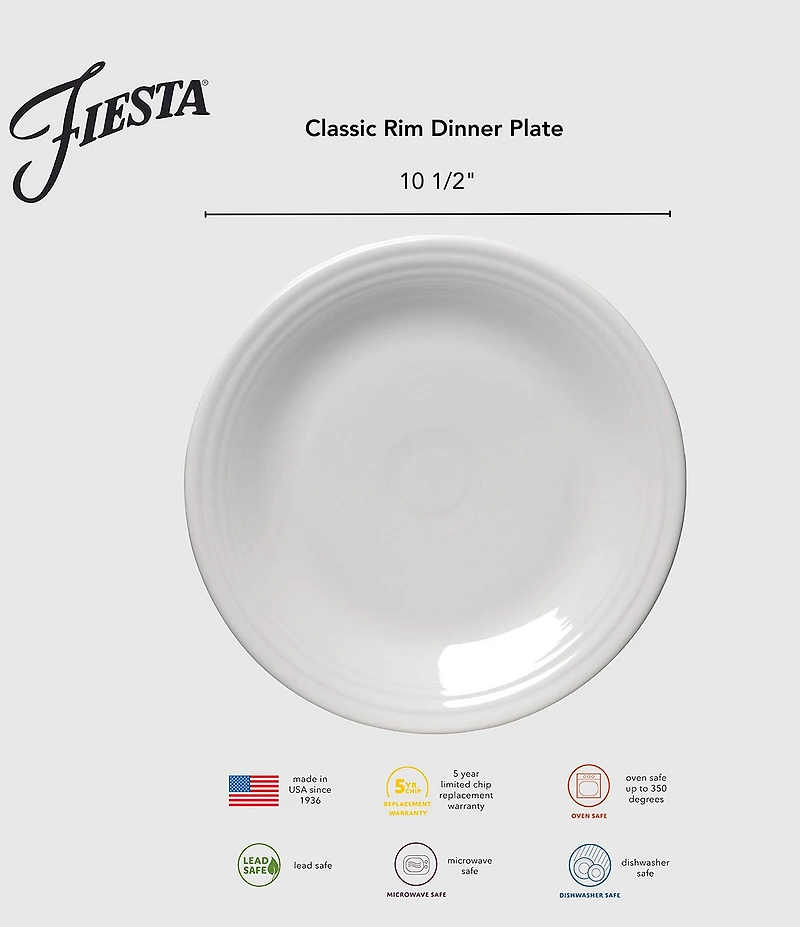 Fiesta Mixed Collection Classic Rim Dinner Plates, Set of 4