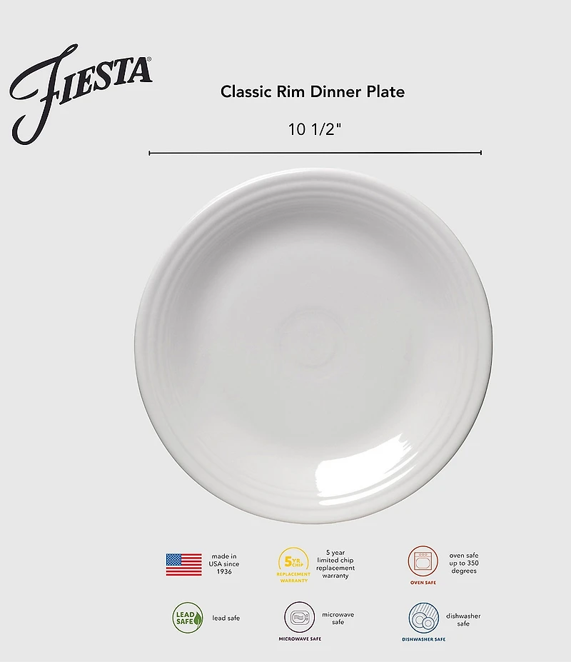 Fiesta Mixed Collection Classic Rim Dinner Plates, Set of 4