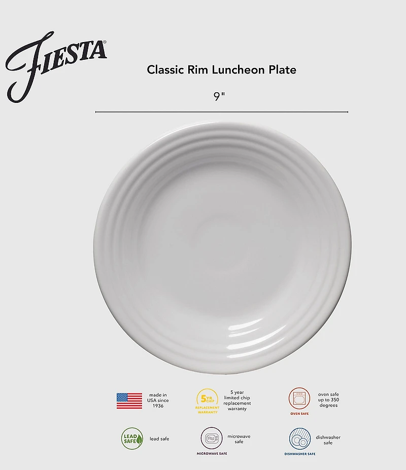 Fiesta Mixed Classic Rim Luncheon Plates, Set of 4