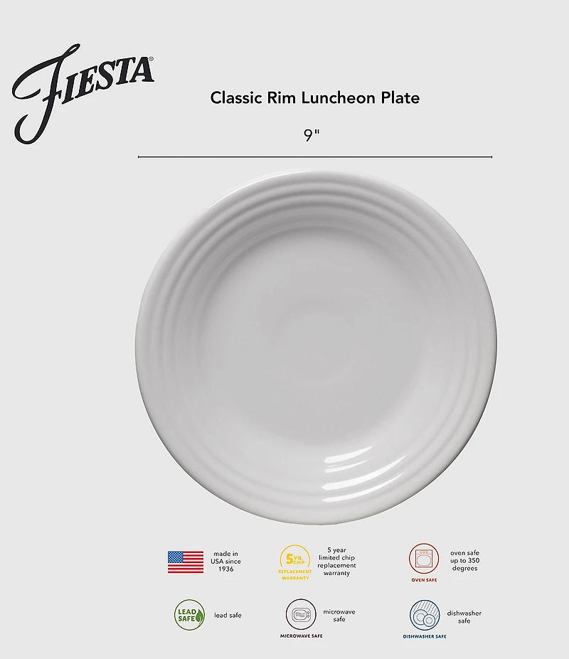 Fiesta Mixed Classic Rim Luncheon Plates, Set of 4
