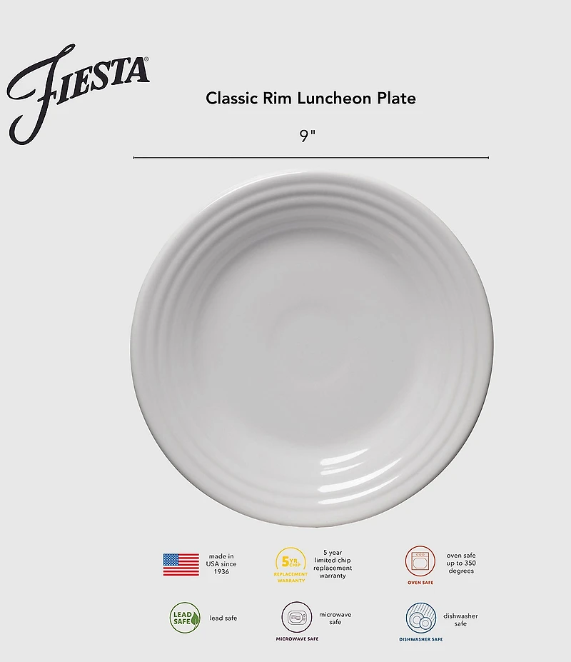 Fiesta Mixed Classic Rim Luncheon Plates, Set of 4