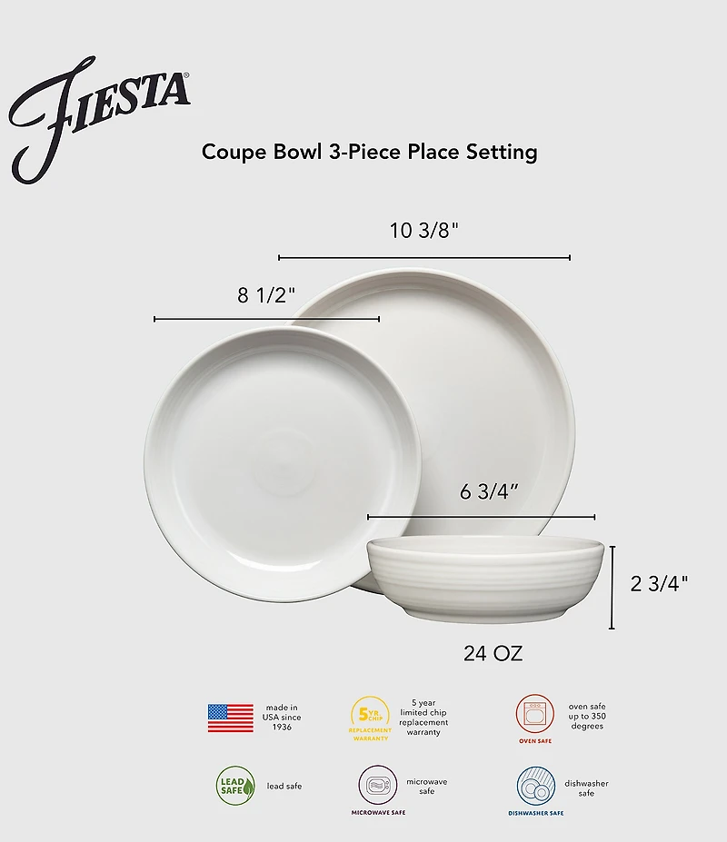 Fiesta Coupe Bowl 3-Piece Place Setting
