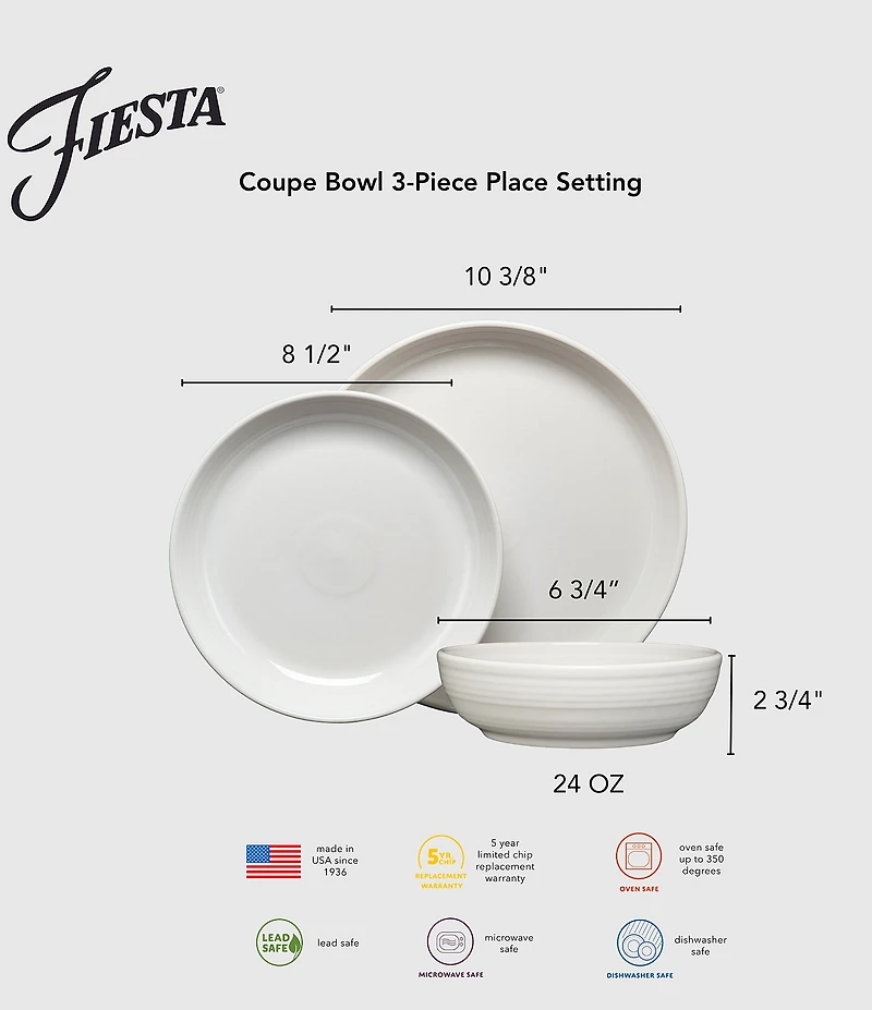 Fiesta Coupe Bowl 3-Piece Place Setting