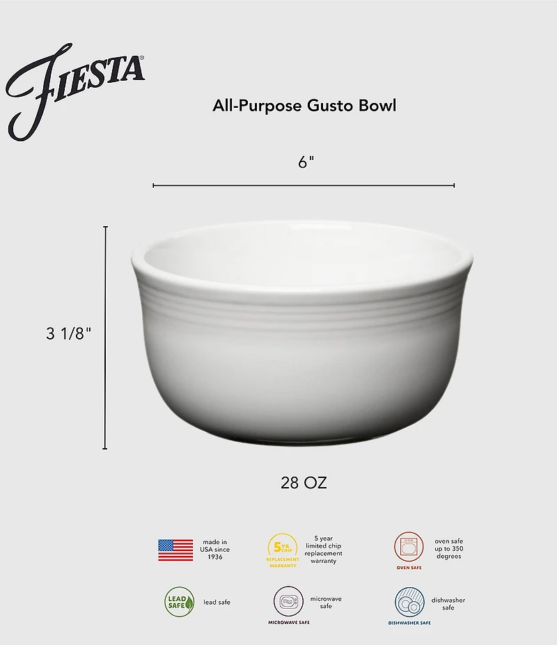 Fiesta All-Purpose 6 Inch Gusto Bowl 28-oz.