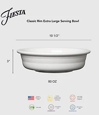 Fiesta Classic Rim 10 1/2 Inch Extra Large Serving Bowl 80oz