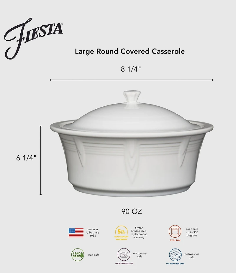 Fiesta Large Round Covered Casserole