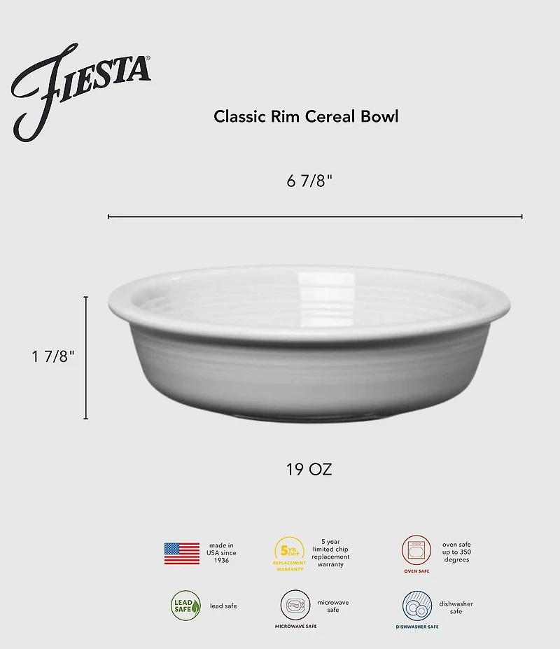 Fiesta Classic Rim 6 7/8 Inch Cereal Bowl 19oz