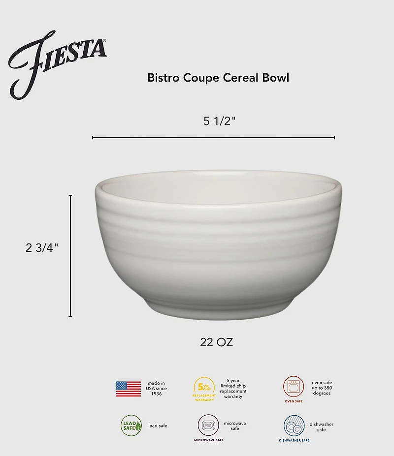 Fiesta Mixed Collection Bistro Coupe Cereal Bowls, Set of 4