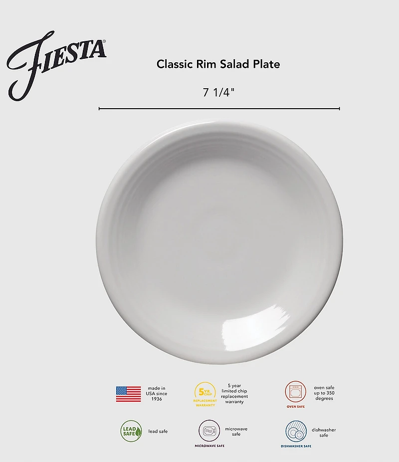 Fiesta Mixed Collection Classic Rim Salad Plates, Set of 4