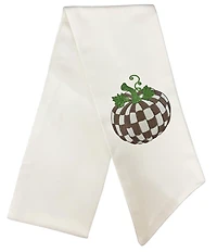 Fig & Dove Checked Taupe Pumpkin Embroidered Wreath Sash