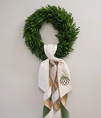 Fig & Dove Checked Taupe Pumpkin Embroidered Wreath Sash