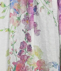 Figueroa & Flower Bernice Floral Mandarin Collar Long Sleeve Button-Front Blouse