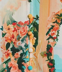 Figueroa & Flower Petite Size Printed Collared Long Sleeve Button Front Blouse