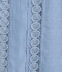 Figueroa & Flower Scoop Neck 3/4 Sleeve Lace Denim Blouse