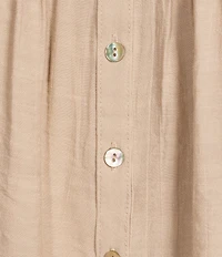 Figueroa & Flower Solid Woven Split V-Neck 3/4 Applique Sleeve Peasant Blouse