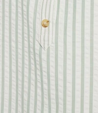 Figueroa & Flower Yarn-Dyed Stripe Mandarin Collar 3/4 Sleeve Button-Front Blouse