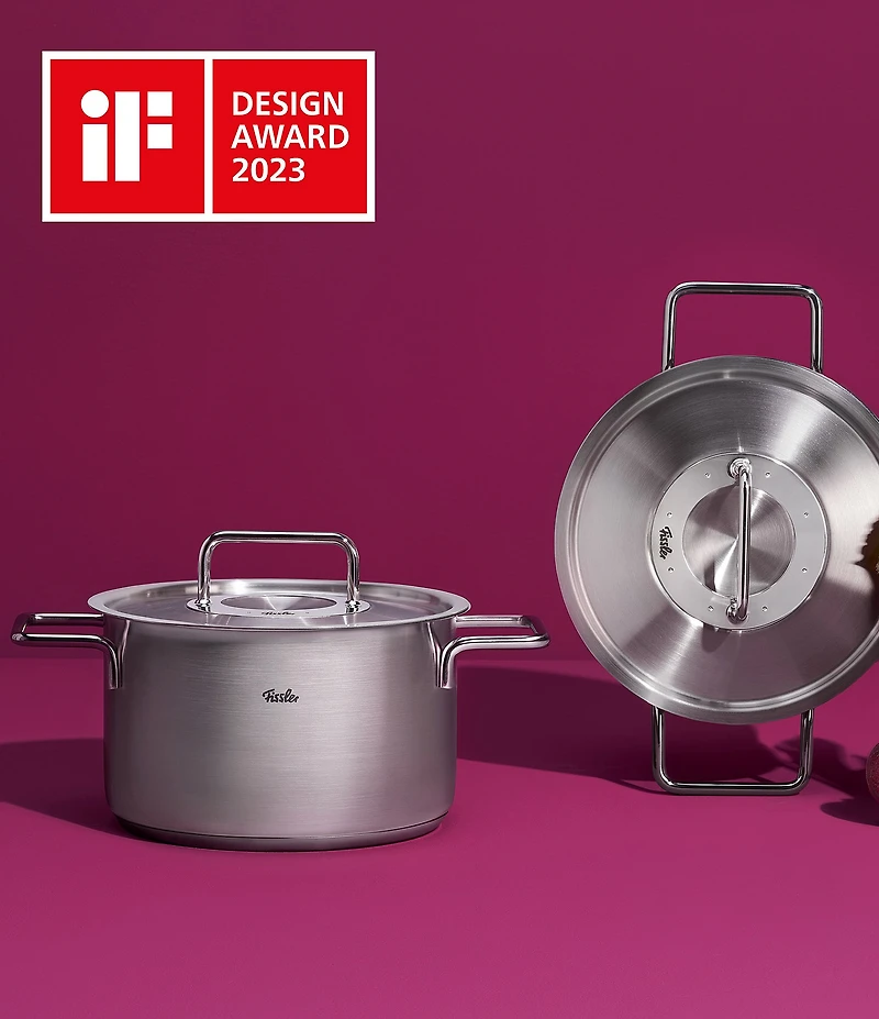 Fissler Pure Rondeau Collection Stock Pot with Glass Lid, 2.7-qt