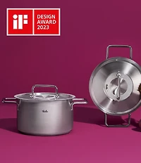 Fissler Pure Rondeau Collection Stock Pot with Glass Lid, 2.7-qt
