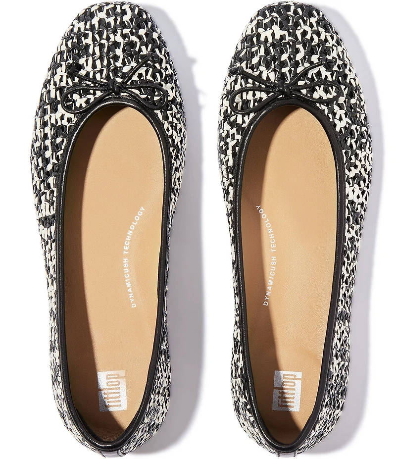 FitFlop Delicato Embellished Melange Woven Raffia Bow Detail Ballet Flats