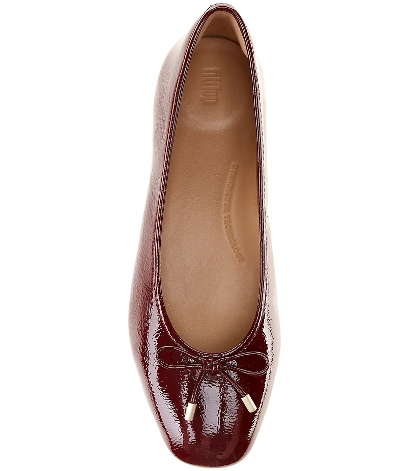 FitFlop Delicato Crinkle Patent Leather Bow Ballet Flats