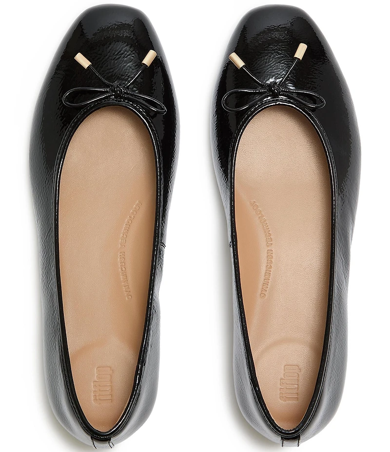 FitFlop Delicato Crinkle Patent Leather Bow Ballet Flats