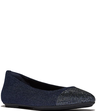 FitFlop Delicato Crystal Cap Toe Denim Flats