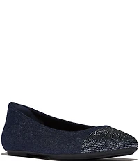FitFlop Delicato Crystal Cap Toe Denim Flats