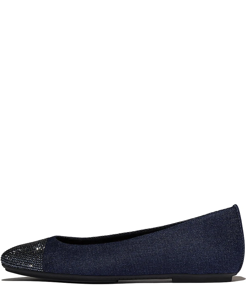 FitFlop Delicato Crystal Cap Toe Denim Flats