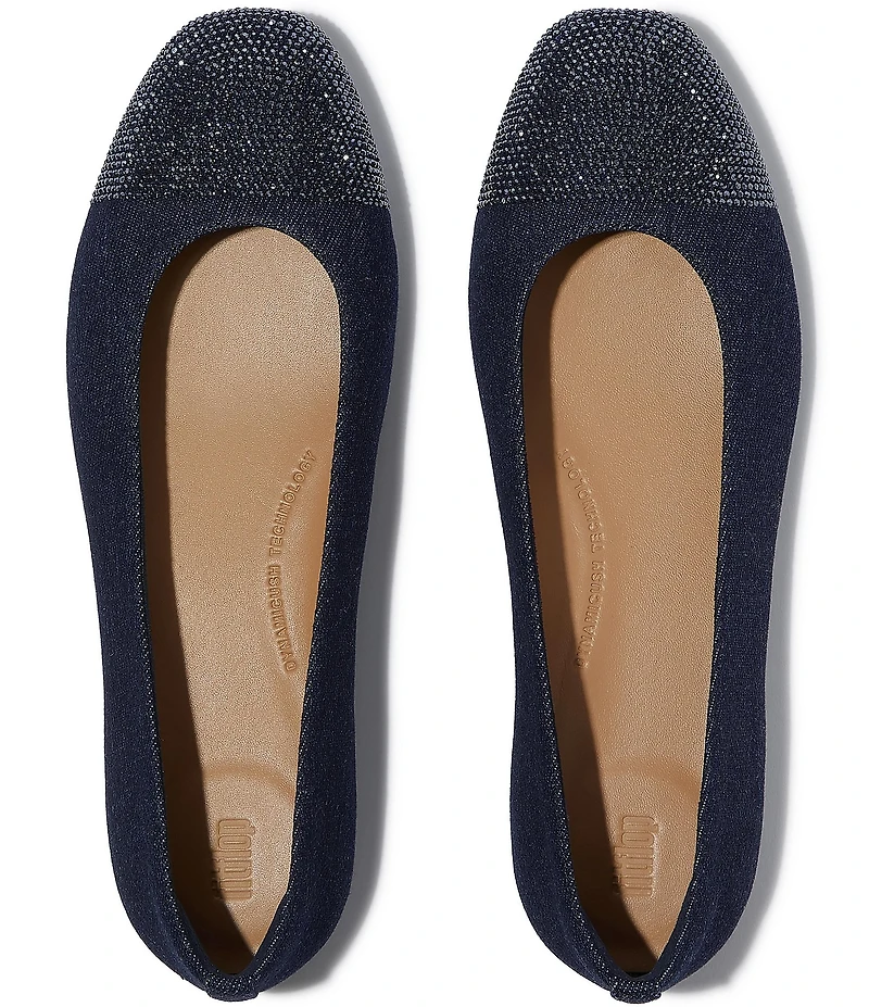 FitFlop Delicato Crystal Cap Toe Denim Flats