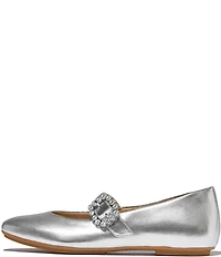 FitFlop Delicato Leather Crystal Buckle Ornament Mary Jane Flats