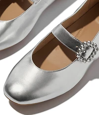 FitFlop Delicato Leather Crystal Buckle Ornament Mary Jane Flats