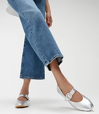 FitFlop Delicato Leather Crystal Buckle Ornament Mary Jane Flats