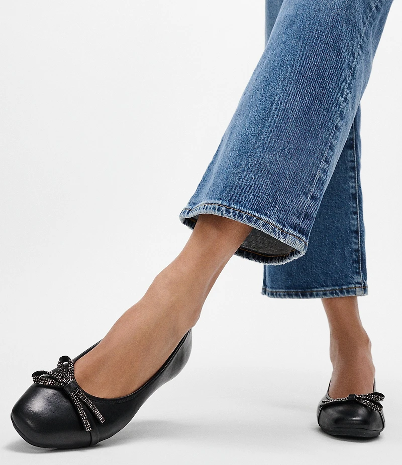 FitFlop Delicato Leather Glitz-Bow L Flats