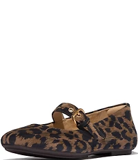 FitFlop Delicato Leopard Buckle Mary Jane Flats