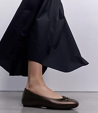 FitFlop Delicato Soft Metallic Leather Bow Hidden Wedge Ballet Flats